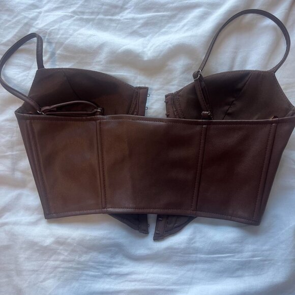 Brown leather corset top // Size S // Only worn once perfect condition - Picture 4 of 4